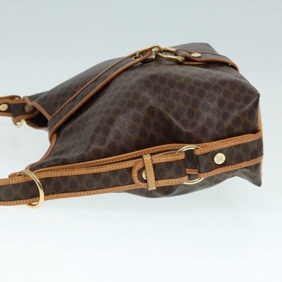 CELINE Macadam Canvas Shoulder Bag PVC Leather Brown Gold Auth 89237 - Picture 4 of 16